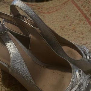 Gray Slingback wedges